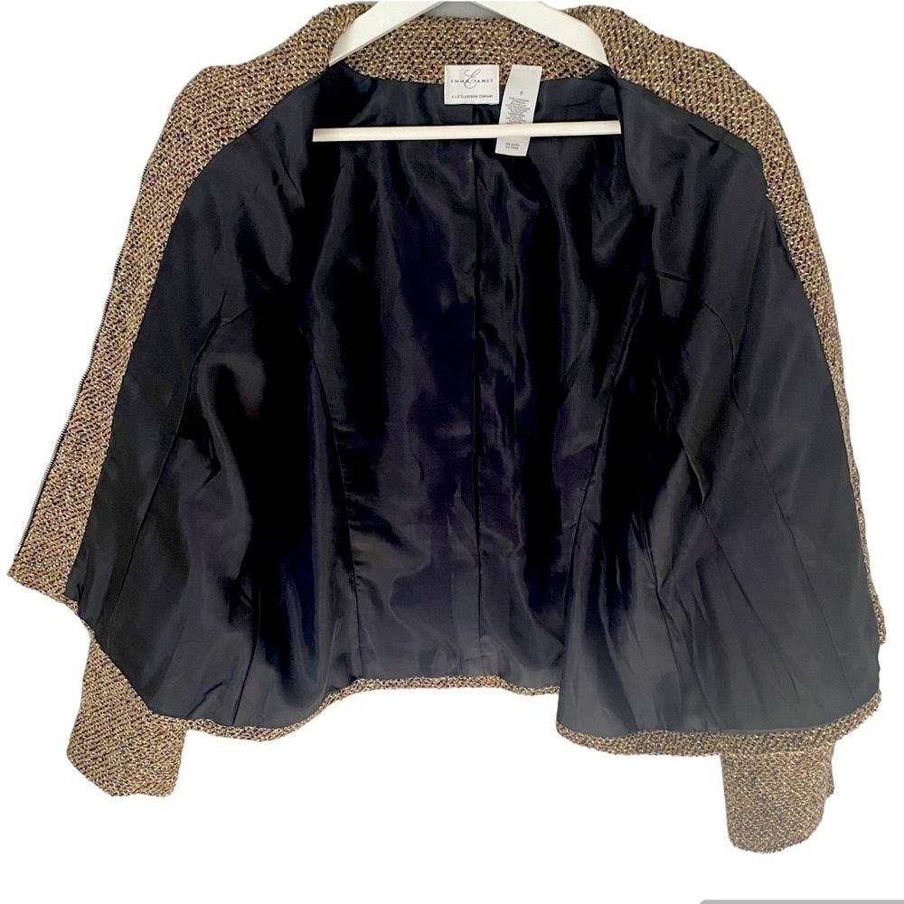 EMMA & JAMES Liz Claiborne Tweed Skirt and Jacket Suit Tan Black Women Size 8 - Picture 7 of 16